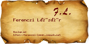 Ferenczi Lázár névjegykártya